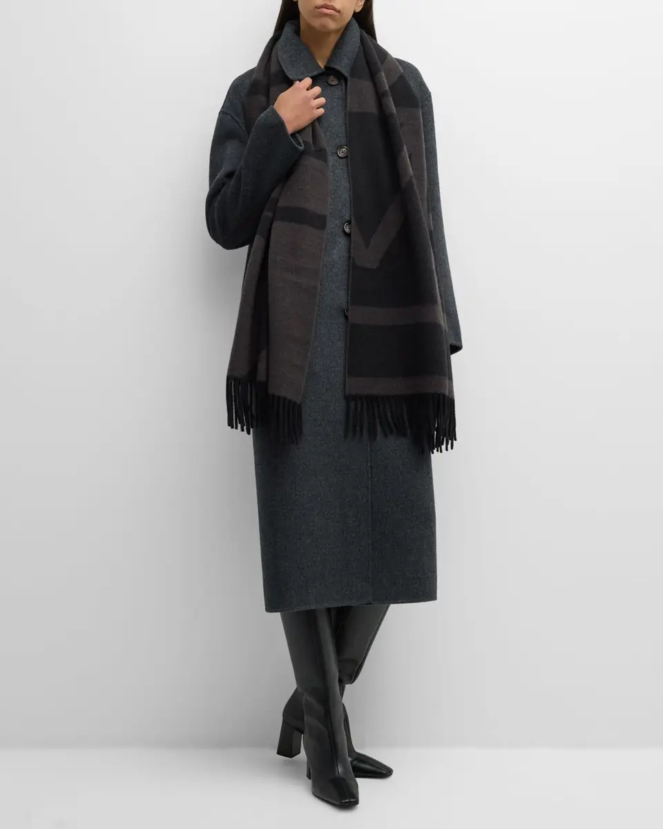 TOTEME Monogram Jacquard Wool Scarf | Thumbnail 3 TOTEME Monogram Jacquard Wool Scarf | Thumbnail 3