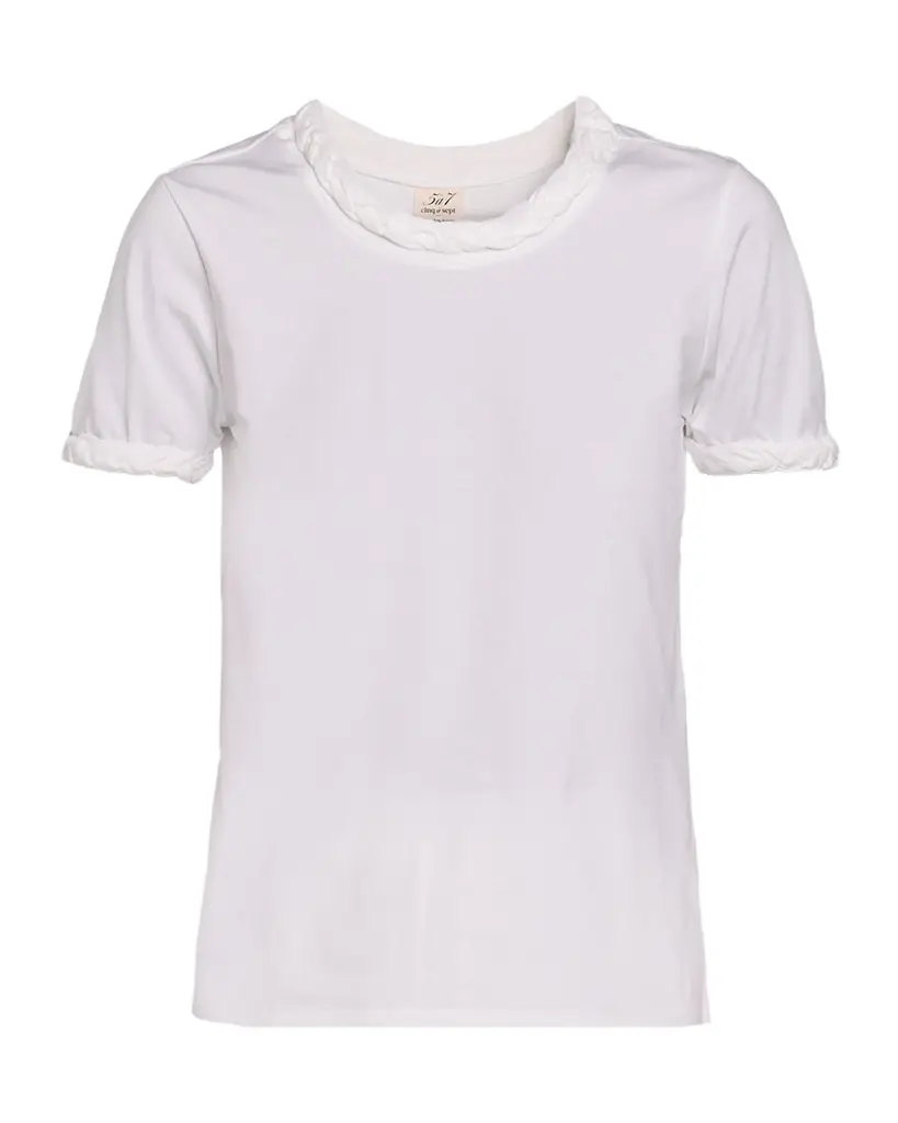 Cinq à Sept Short-Sleeve Braided Tee | Image 1 Cinq à Sept Short-Sleeve Braided Tee | Image 1