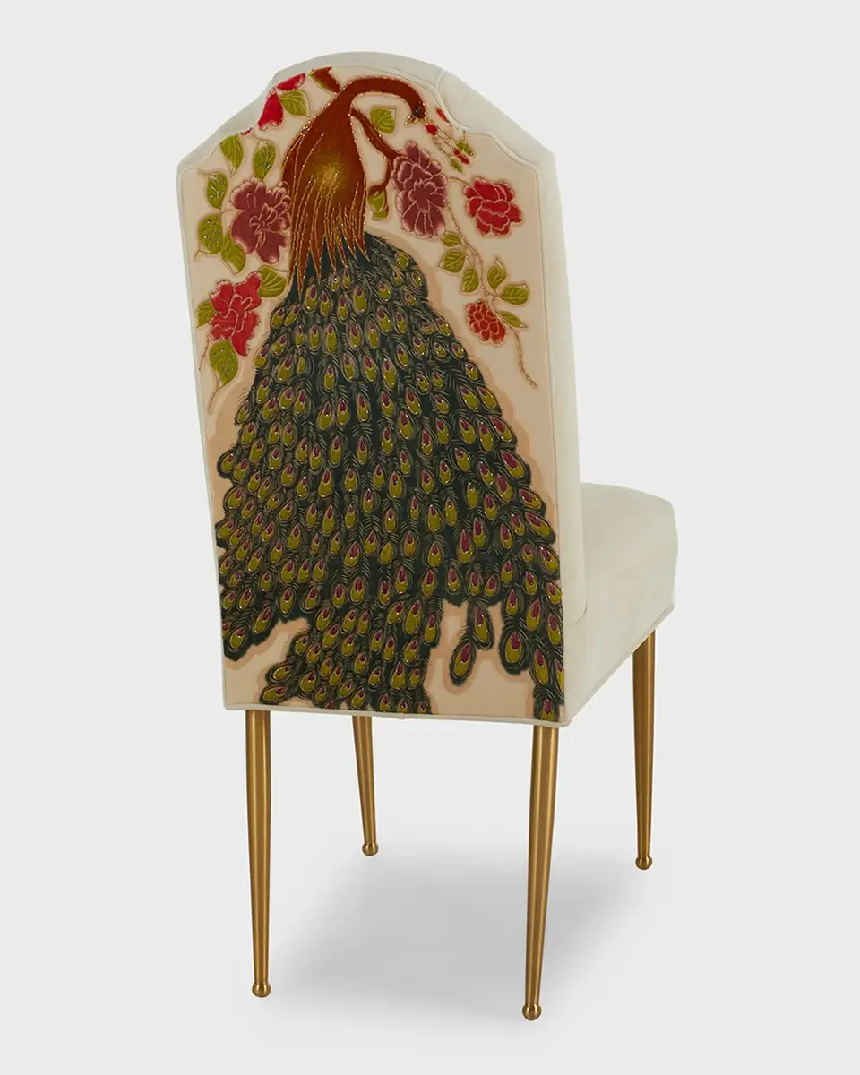 Haute House Peacock Dining Chair with Brass Legs | Thumbnail 4 Haute House Peacock Dining Chair with Brass Legs | Thumbnail 4