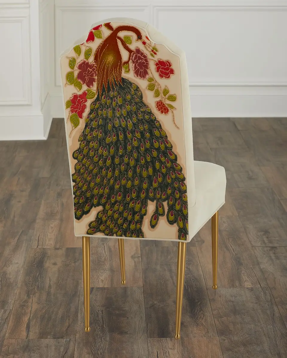 Haute House Peacock Dining Chair with Brass Legs