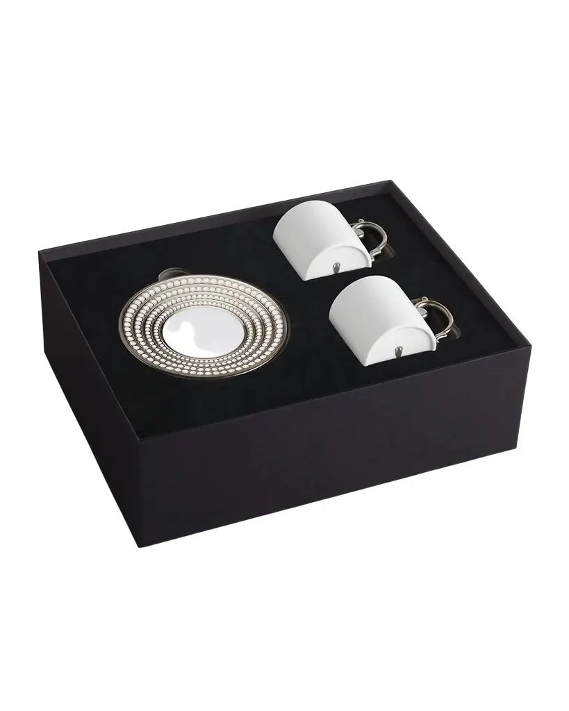 L'Objet Perlee Silver Espresso Cup & Saucer