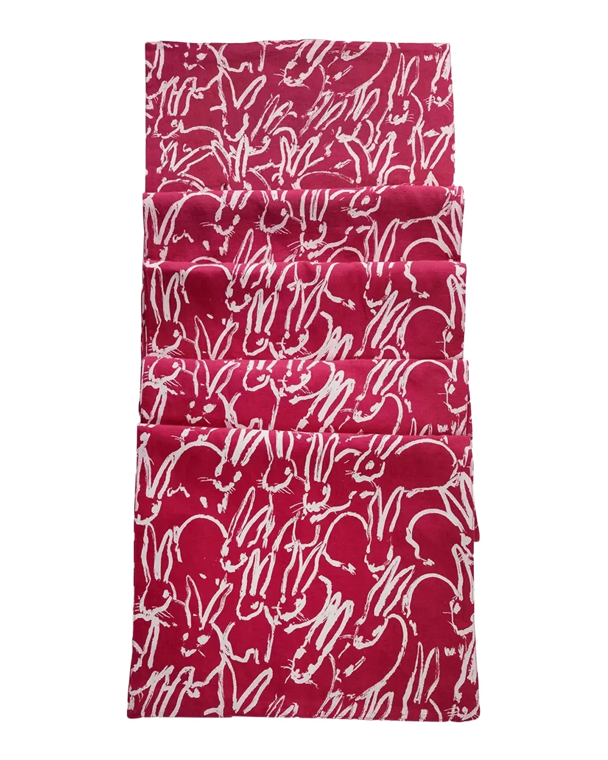 Hunt Slonem Fluffle Khadi Print Linen Table Runner