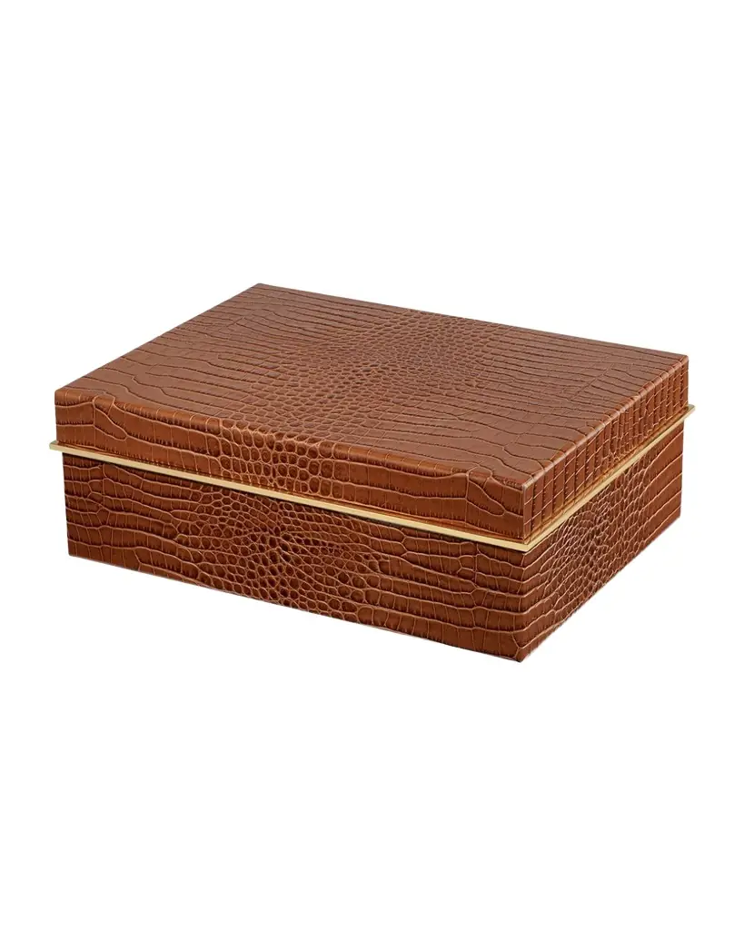 AERIN Classic Croc-Embossed Leather Large Box