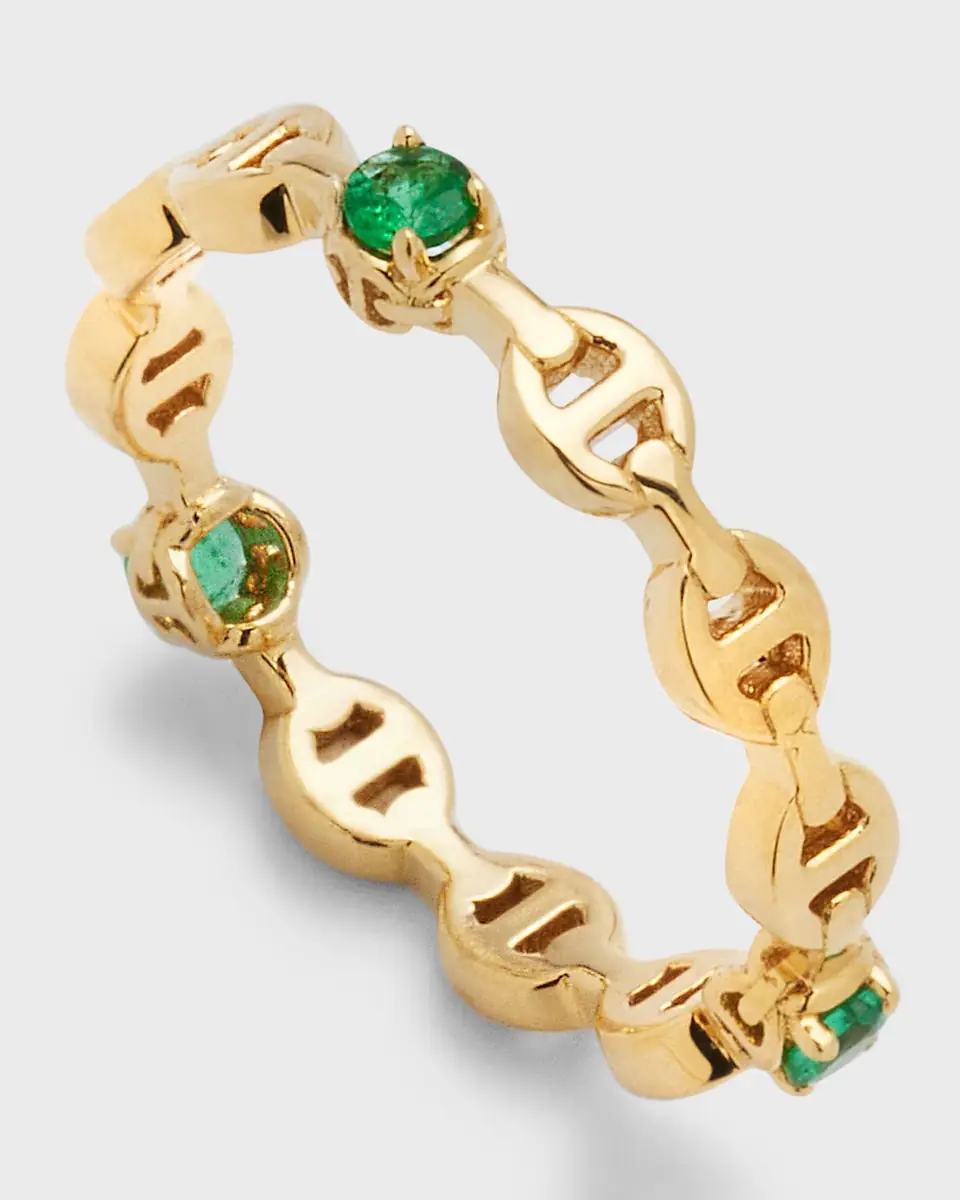 Hoorsenbuhs 18K Gold Emerald Micro Tri-Link II Ring | Thumbnail 3