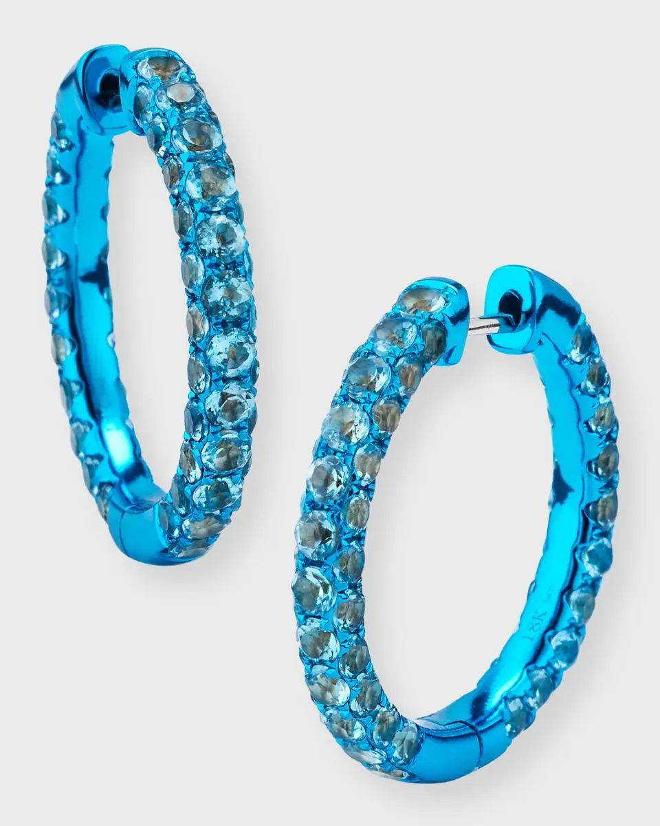 Graziela Gems 3-Sided Amethyst and Rhodium Hoop Earrings | Thumbnail 3