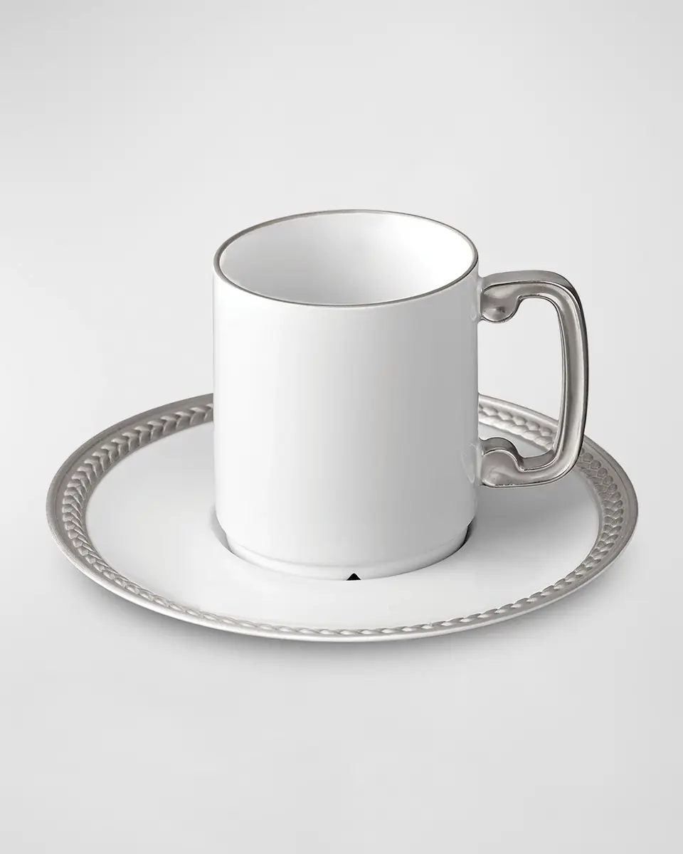 L'Objet Soie Tressee Silver Espresso Cup & Saucer | Thumbnail 2 L'Objet Soie Tressee Silver Espresso Cup & Saucer | Thumbnail 2