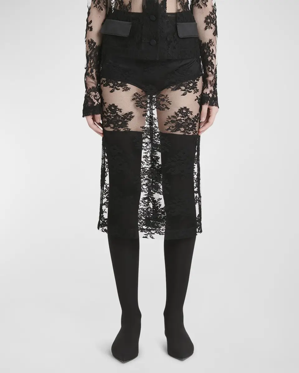 Dolce & Gabbana Pizzo Chantilly Lace Midi Skirt | Thumbnail 2