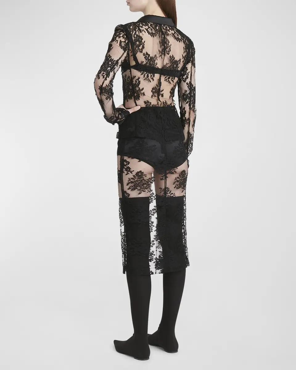 Dolce & Gabbana Pizzo Chantilly Lace Midi Skirt | Thumbnail 4