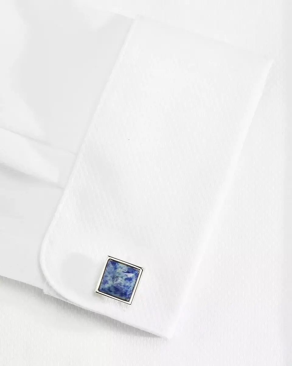 Link Up Men's Square Blue Stone Cufflinks | Thumbnail 3
