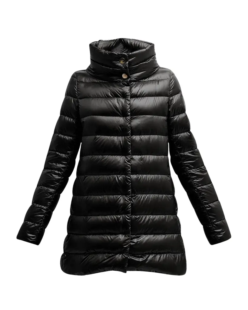 Herno Amelia Water-Resistant Ultralight Nylon A-Line Puffer Jacket | Image 1 Herno Amelia Water-Resistant Ultralight Nylon A-Line Puffer Jacket | Image 1