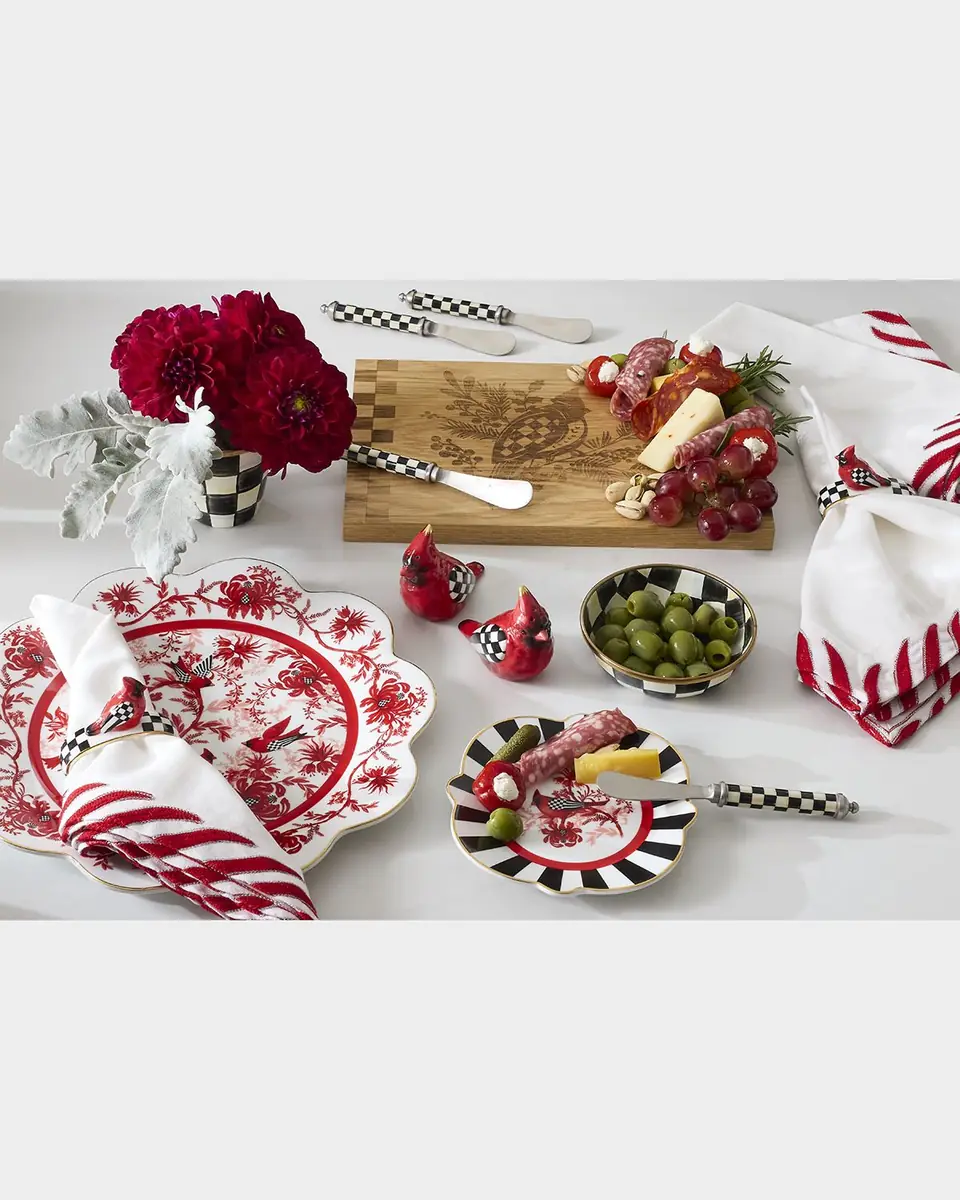 MacKenzie-Childs Peppermint White Embroidered Napkin | Thumbnail 3