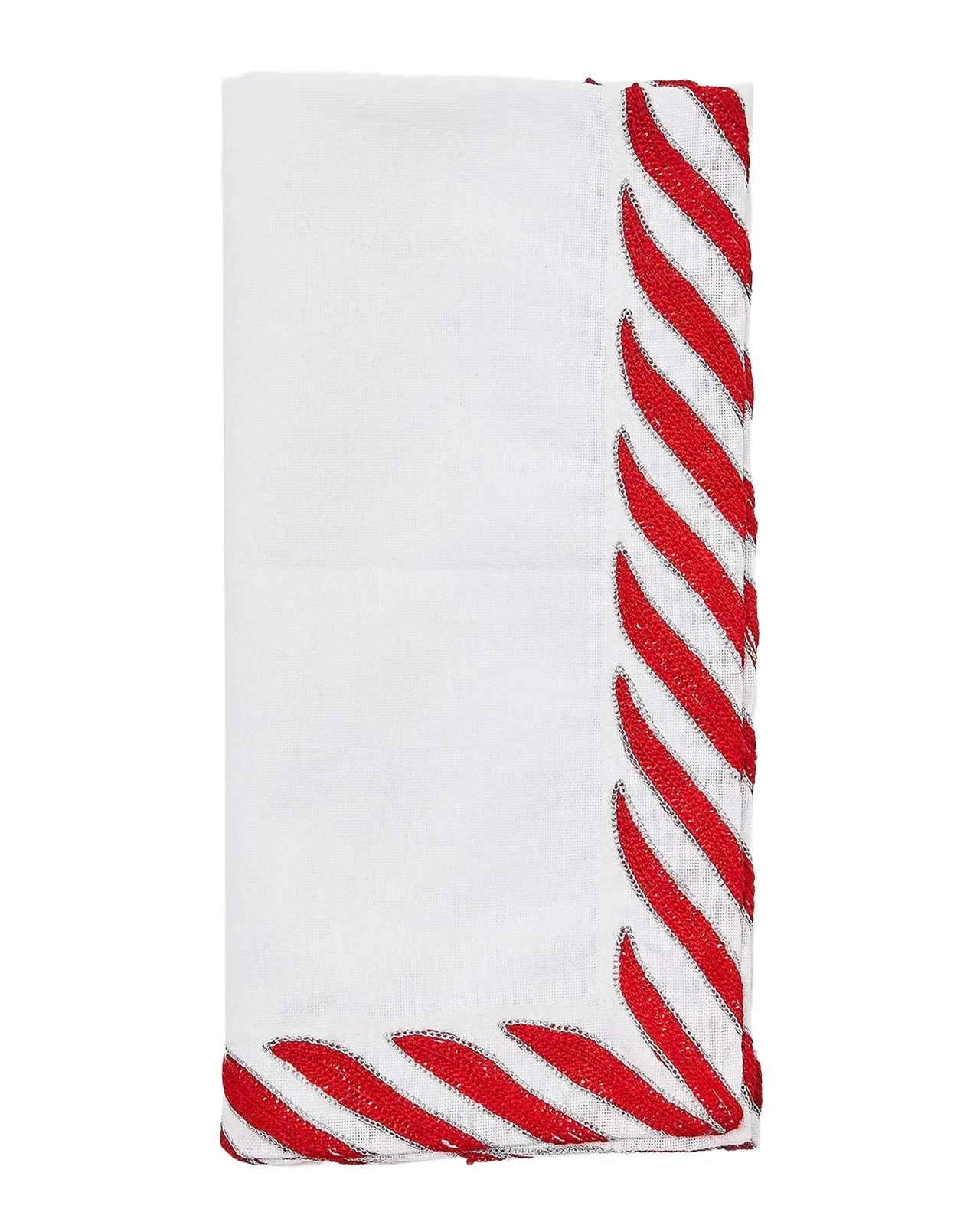 MacKenzie-Childs Peppermint White Embroidered Napkin