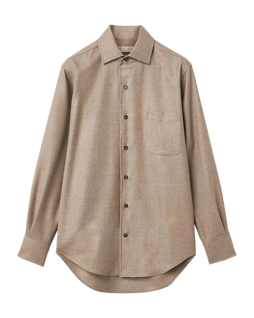 Loro Piana Andre Wool Button-Down Shirt | Image 1 Loro Piana Andre Wool Button-Down Shirt | Image 1