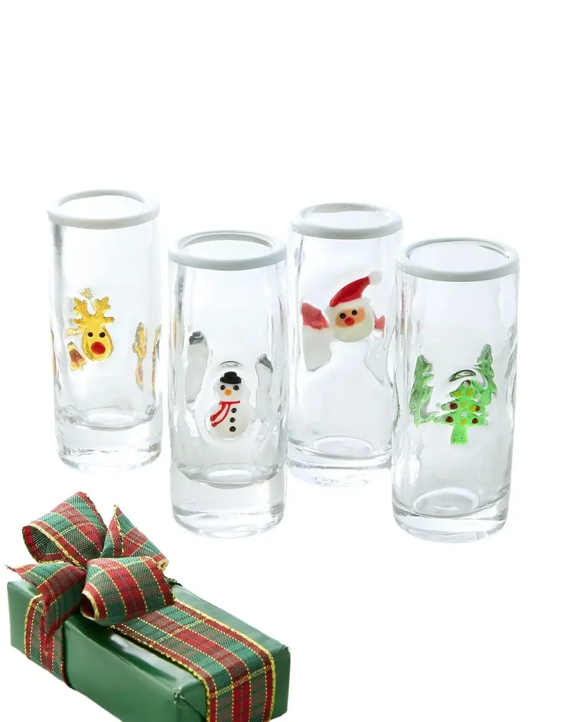 Neiman Marcus Holiday Shot Glasses, Set of 4