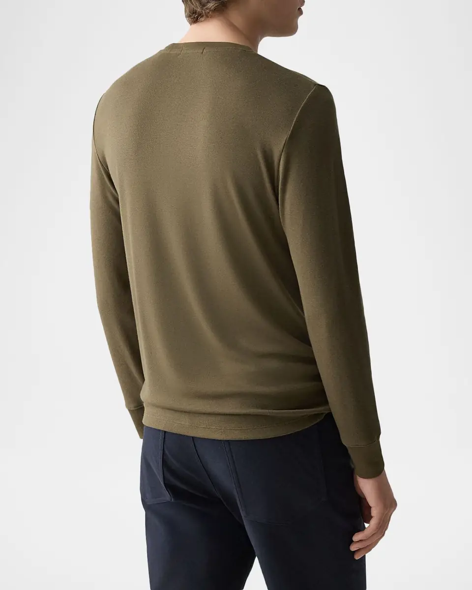 Theory Men's Essential Tee Long Sleeve in Anemone Milano | Thumbnail 2