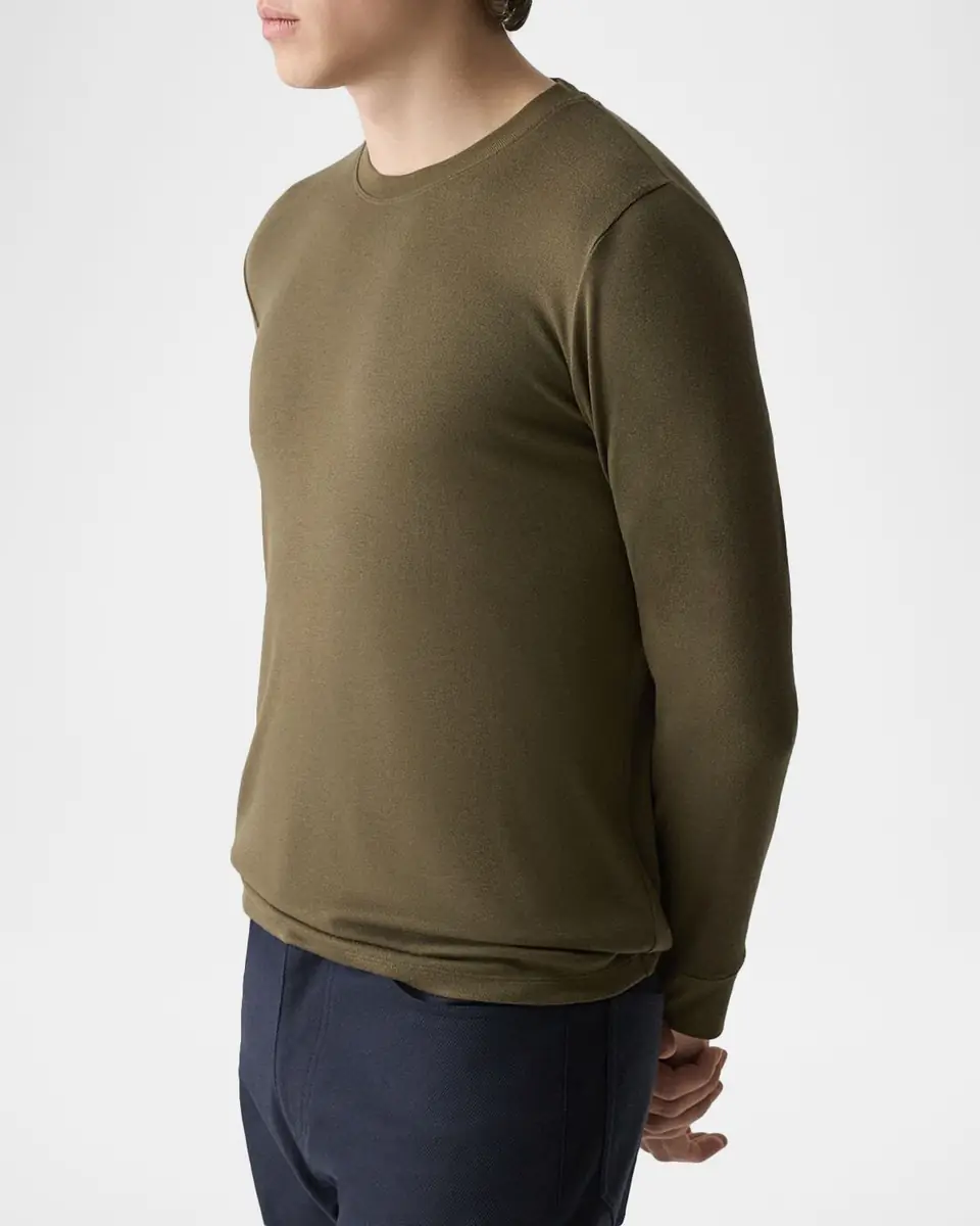 Theory Men's Essential Tee Long Sleeve in Anemone Milano | Thumbnail 5