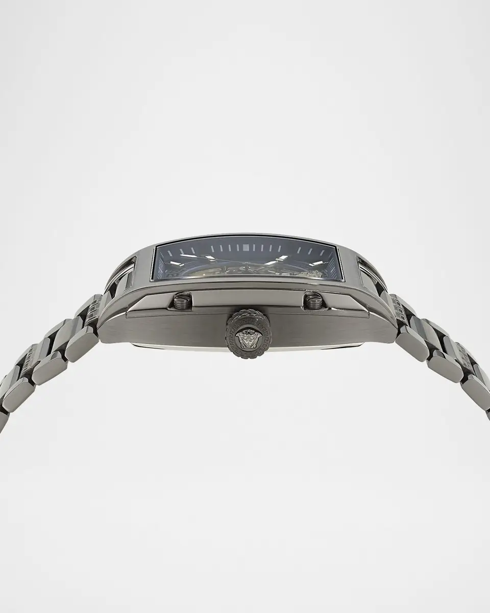 Versace Men's Dominus IP Gunmetal Skeleton-Dial Bracelet Watch, 42x49.5mm | Thumbnail 3