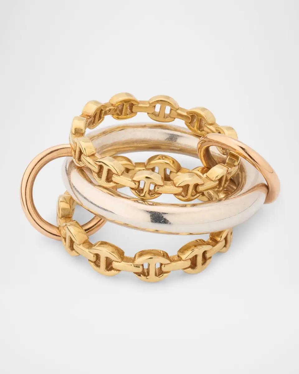 Spinelli Kilcollin x HOORSENBUHS 18K Yellow Gold and Sterling Silver Microdame Link Stacked Rings | Thumbnail 3 Spinelli Kilcollin x HOORSENBUHS 18K Yellow Gold and Sterling Silver Microdame Link Stacked Rings | Thumbnail 3
