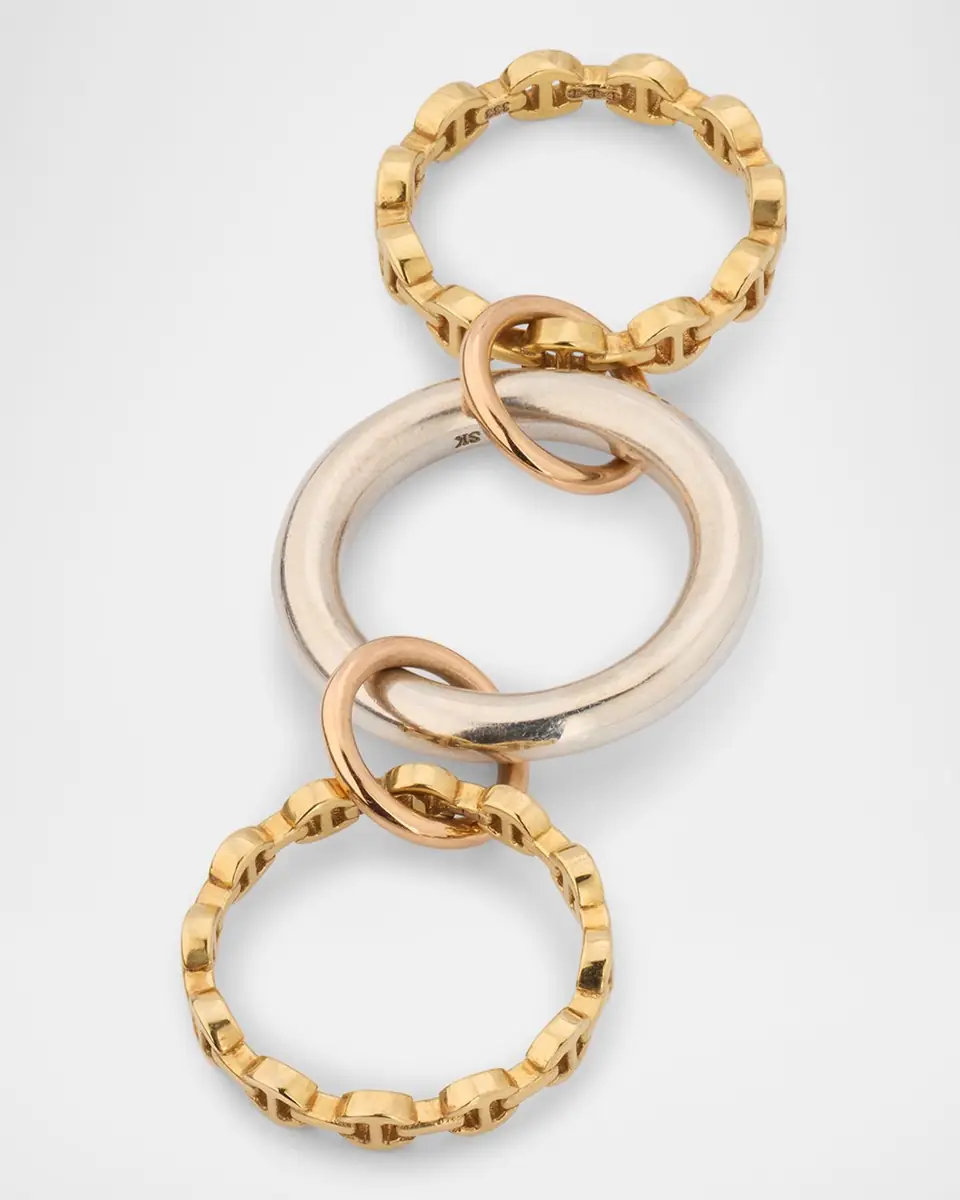 Spinelli Kilcollin x HOORSENBUHS 18K Yellow Gold and Sterling Silver Microdame Link Stacked Rings | Thumbnail 4 Spinelli Kilcollin x HOORSENBUHS 18K Yellow Gold and Sterling Silver Microdame Link Stacked Rings | Thumbnail 4