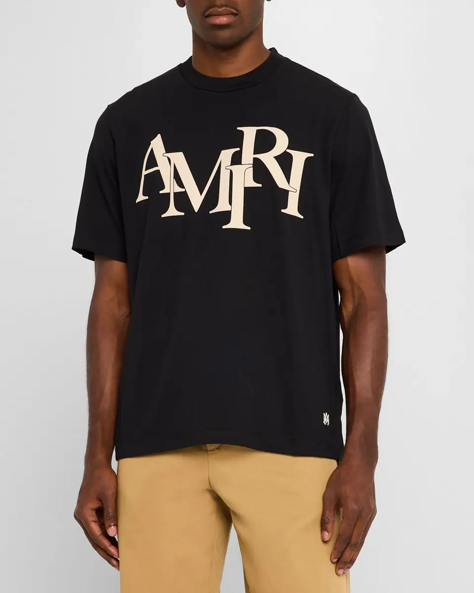 Amiri Men's Staggered Logo T-Shirt | Thumbnail 4
