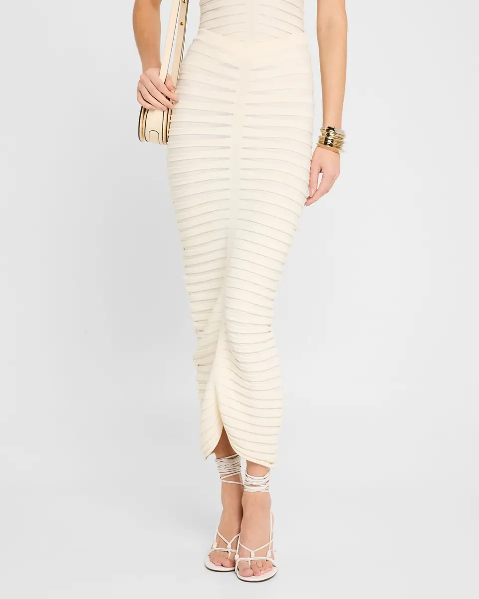 LAPOINTE Matte Viscose Wide Rib Midi Skirt | Thumbnail 4 LAPOINTE Matte Viscose Wide Rib Midi Skirt | Thumbnail 4
