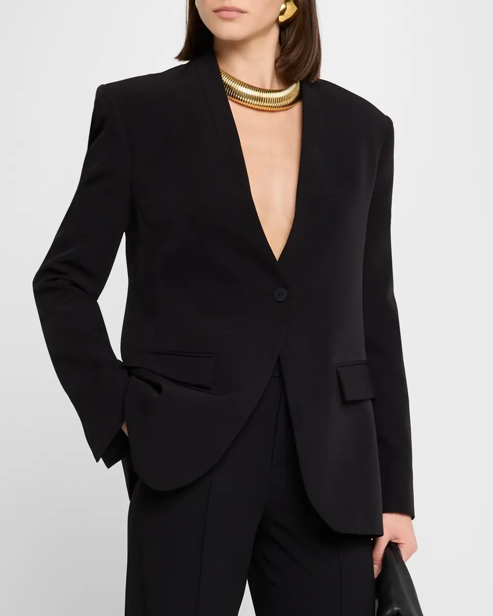 LAPOINTE Matte Crepe Single-Breasted Blazer | Thumbnail 4 LAPOINTE Matte Crepe Single-Breasted Blazer | Thumbnail 4