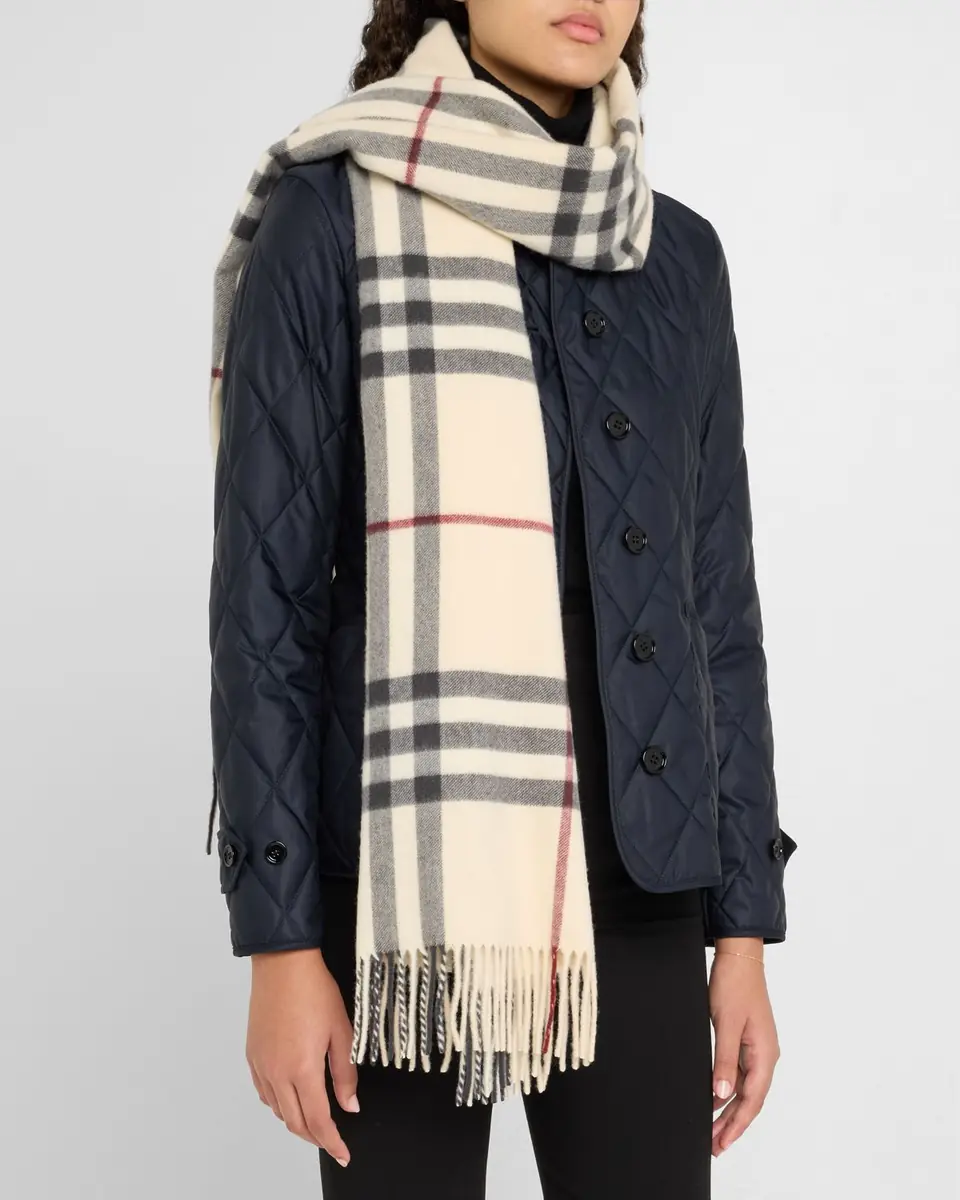 Burberry Washed Giant Check Cashmere Scarf | Thumbnail 2