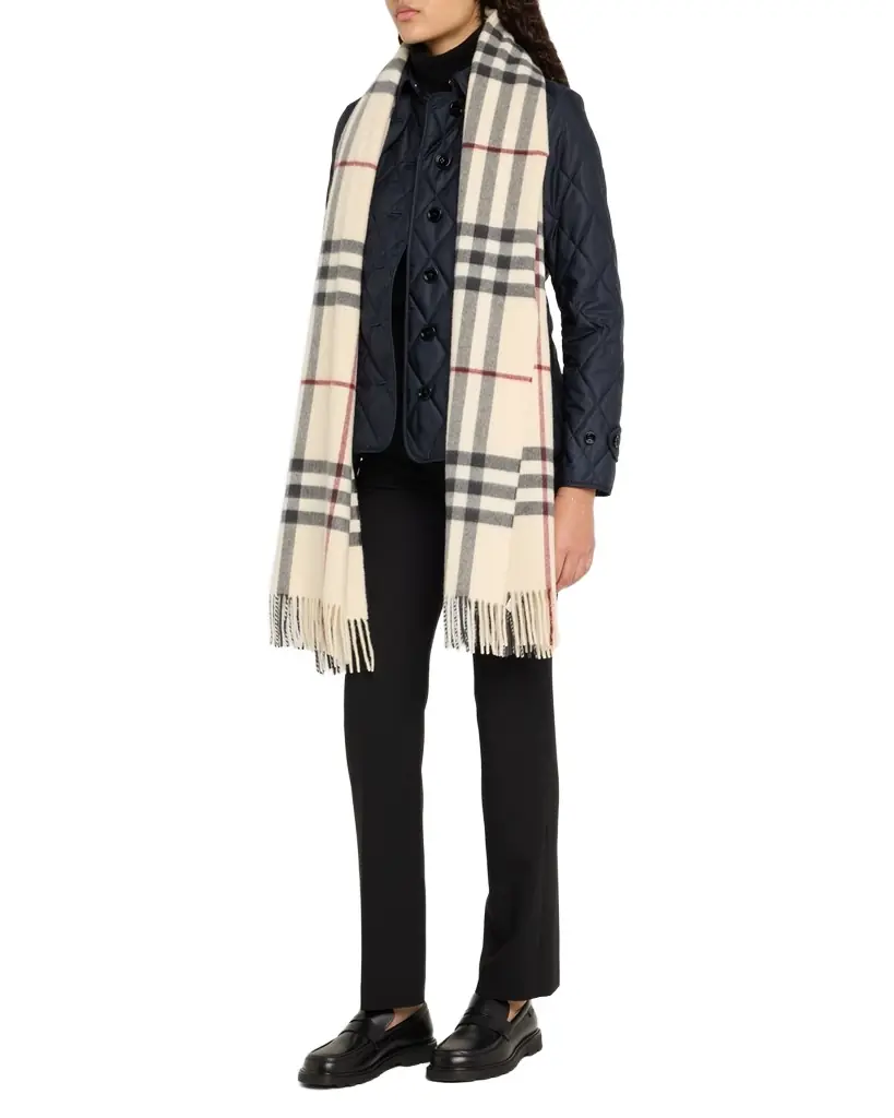 Burberry Washed Giant Check Cashmere Scarf | Image 1 Burberry Washed Giant Check Cashmere Scarf | Image 1