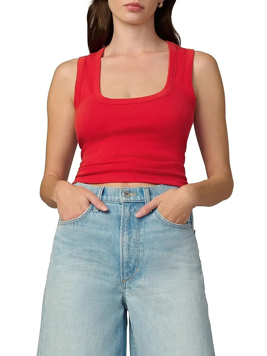 Joe's Jeans Women's The U-Neck Cotton-Blend Tank - Cherry Red | Thumbnail 3 Joe's Jeans Women's The U-Neck Cotton-Blend Tank - Cherry Red | Thumbnail 3