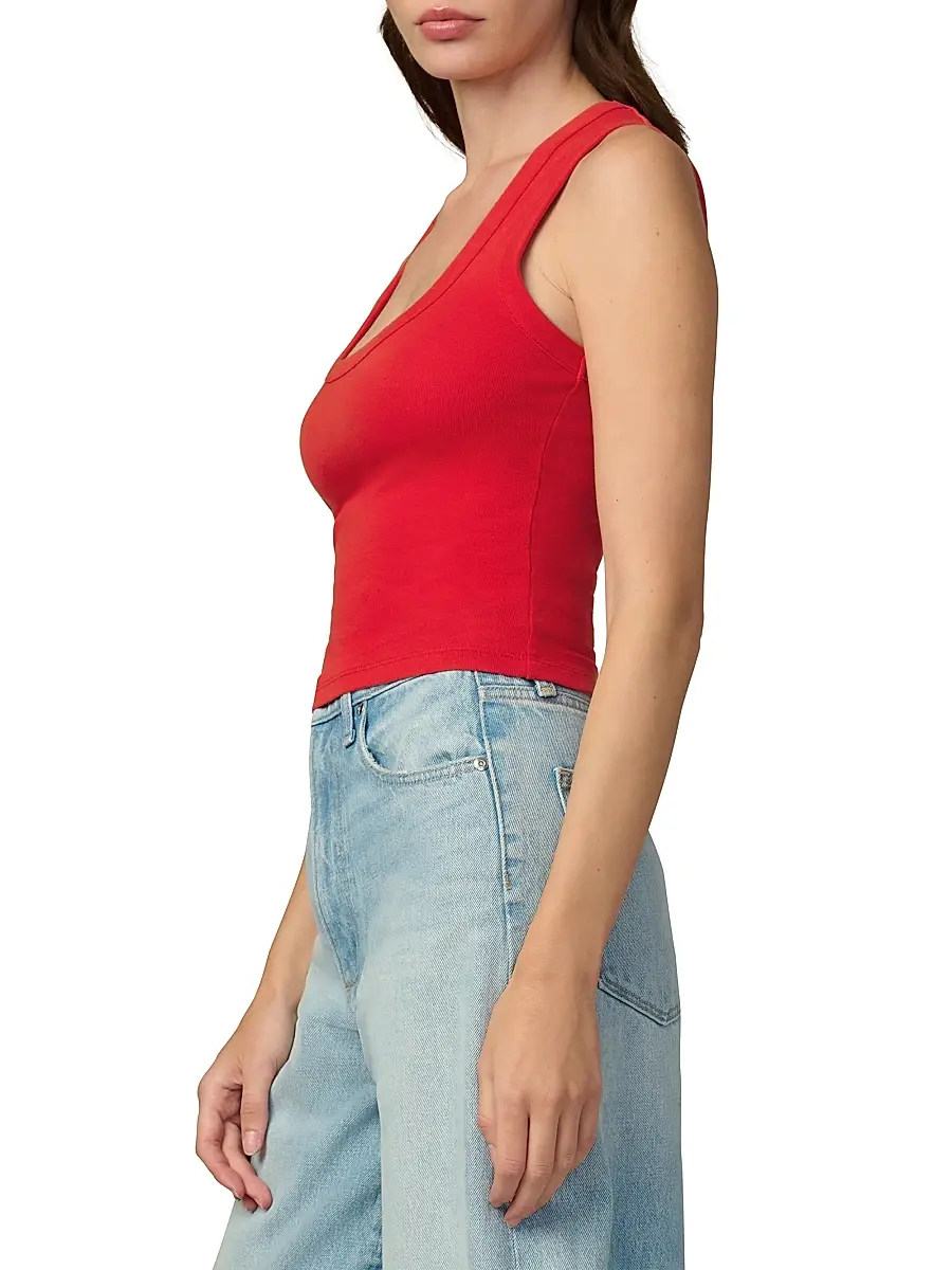 Joe's Jeans Women's The U-Neck Cotton-Blend Tank - Cherry Red | Thumbnail 4 Joe's Jeans Women's The U-Neck Cotton-Blend Tank - Cherry Red | Thumbnail 4
