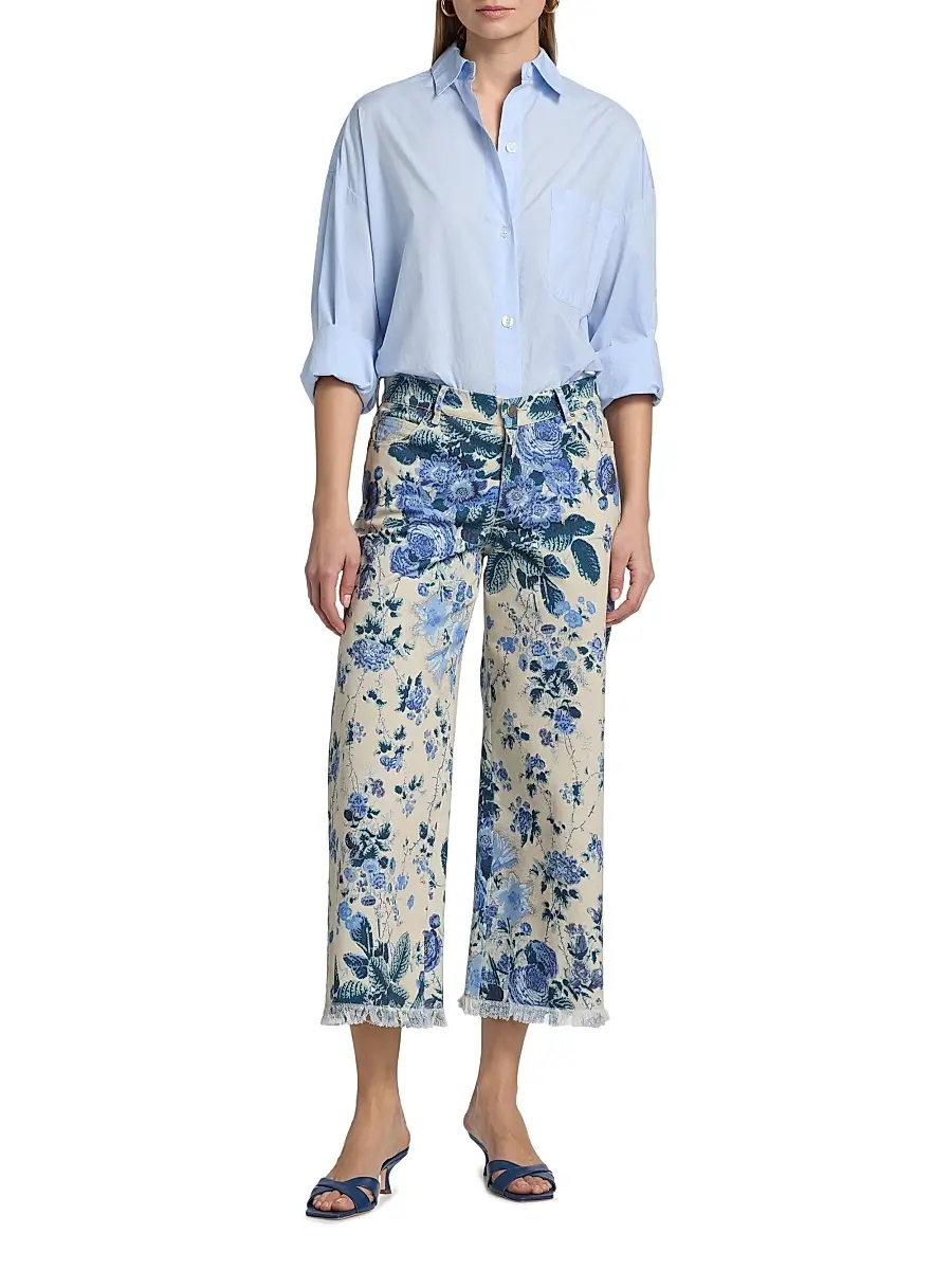 Kobi Halperin Women's Anne Floral-Print Twill Crop Pants | Thumbnail 2