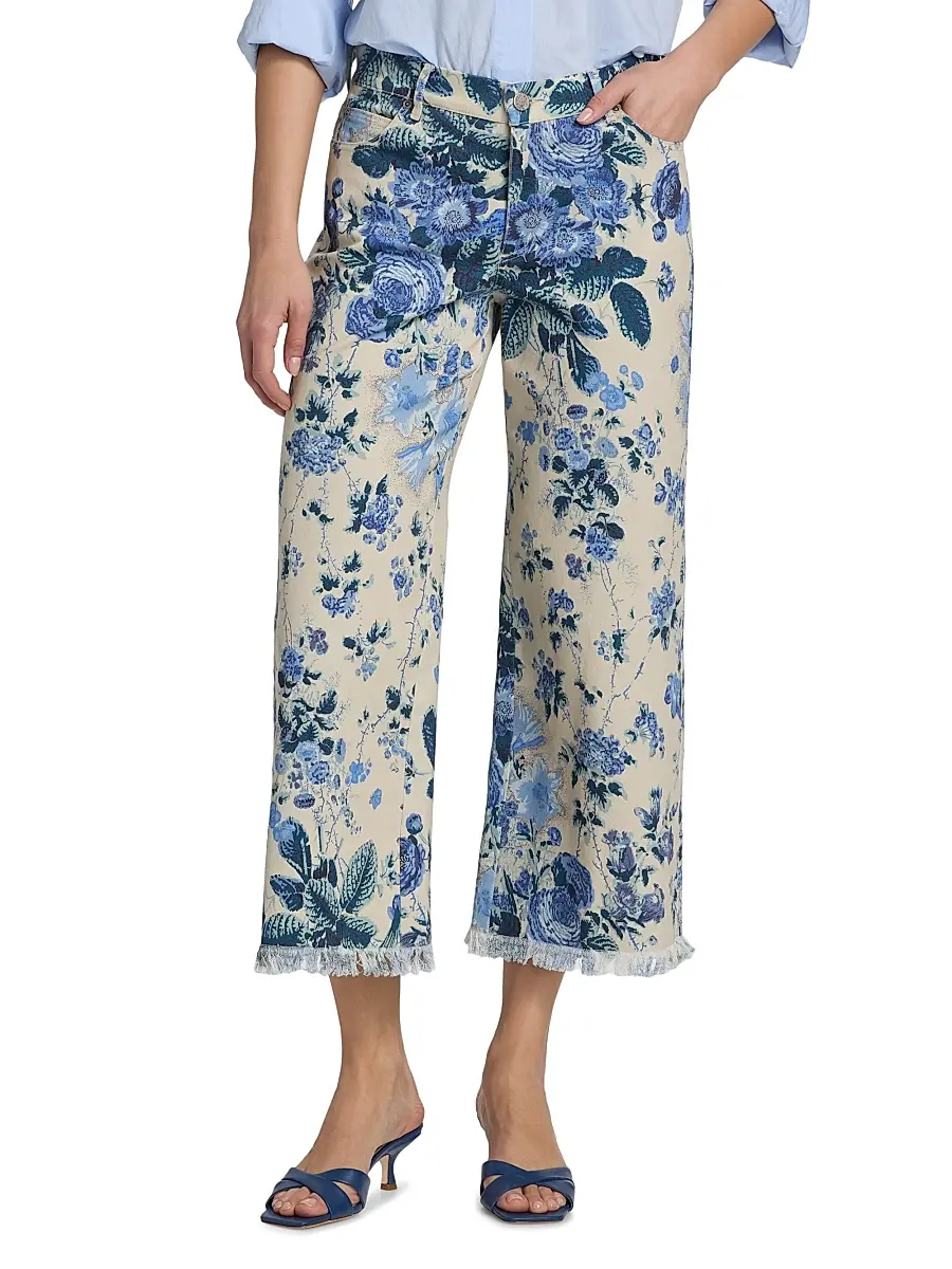 Kobi Halperin Women's Anne Floral-Print Twill Crop Pants | Thumbnail 3