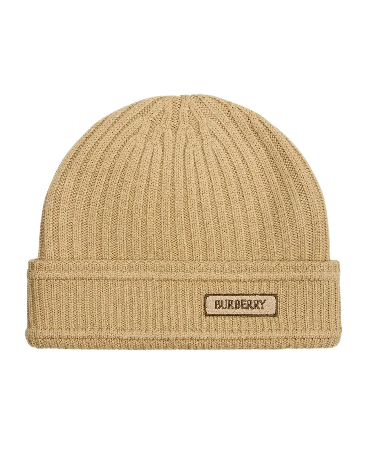 Burberry Men's Ribbed Wool Logo Beanie Hat
