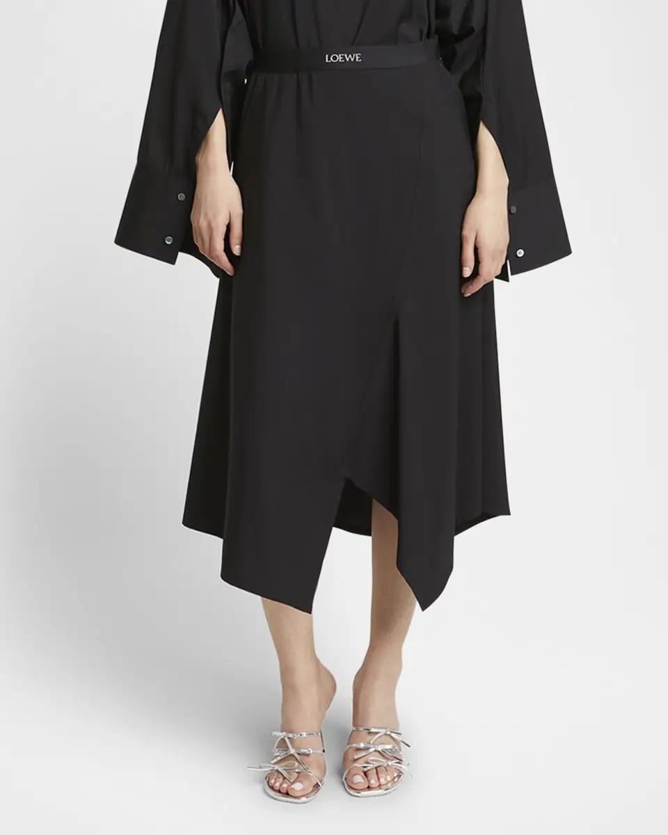Loewe Asymmetric Midi Skirt with Logo Detail | Thumbnail 2 Loewe Asymmetric Midi Skirt with Logo Detail | Thumbnail 2
