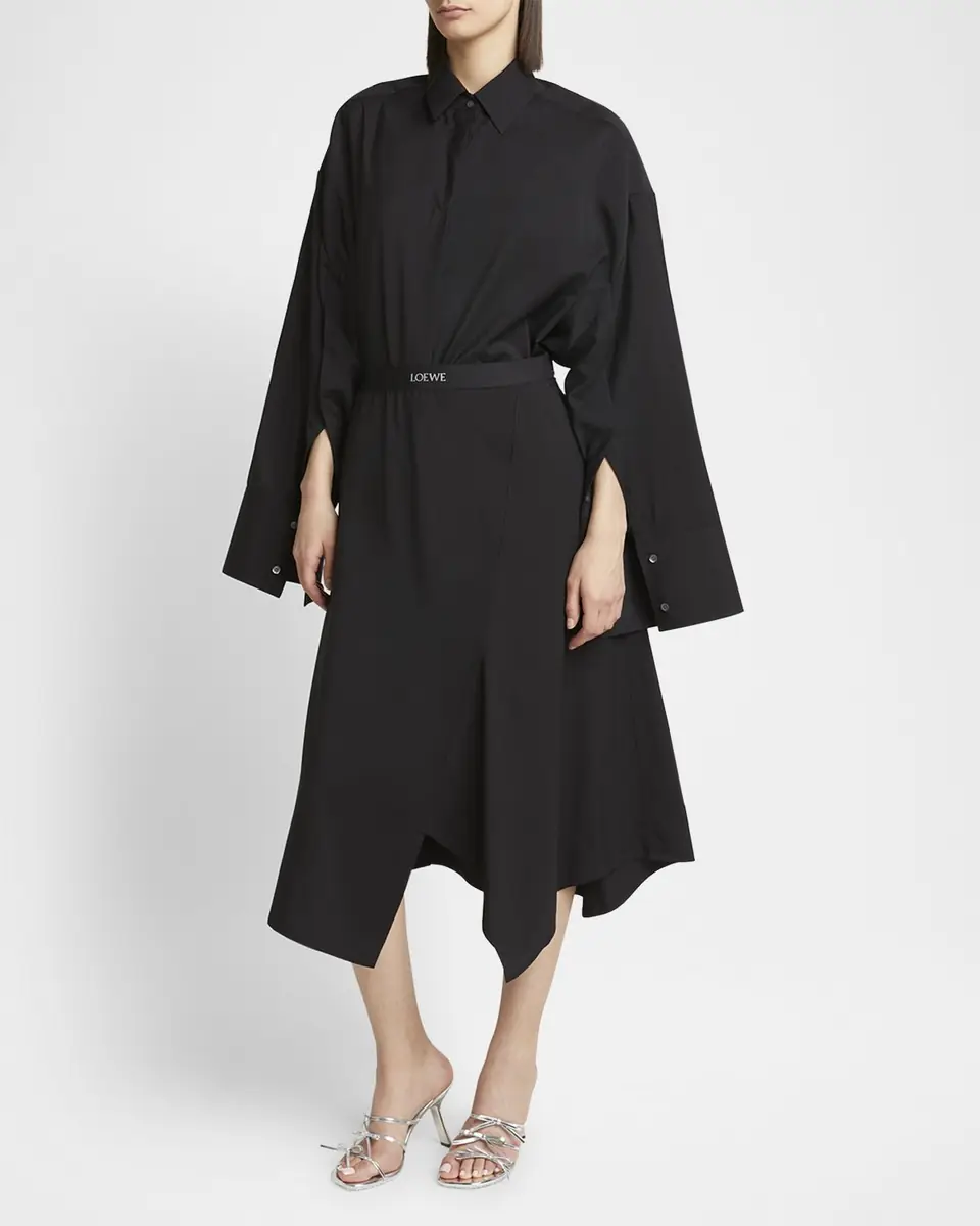 Loewe Asymmetric Midi Skirt with Logo Detail | Thumbnail 4 Loewe Asymmetric Midi Skirt with Logo Detail | Thumbnail 4