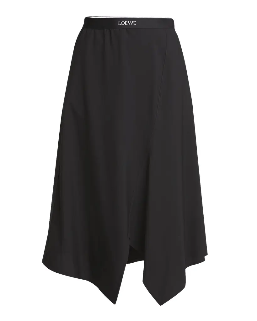 Asymmetric Midi Skirt with Logo Detail