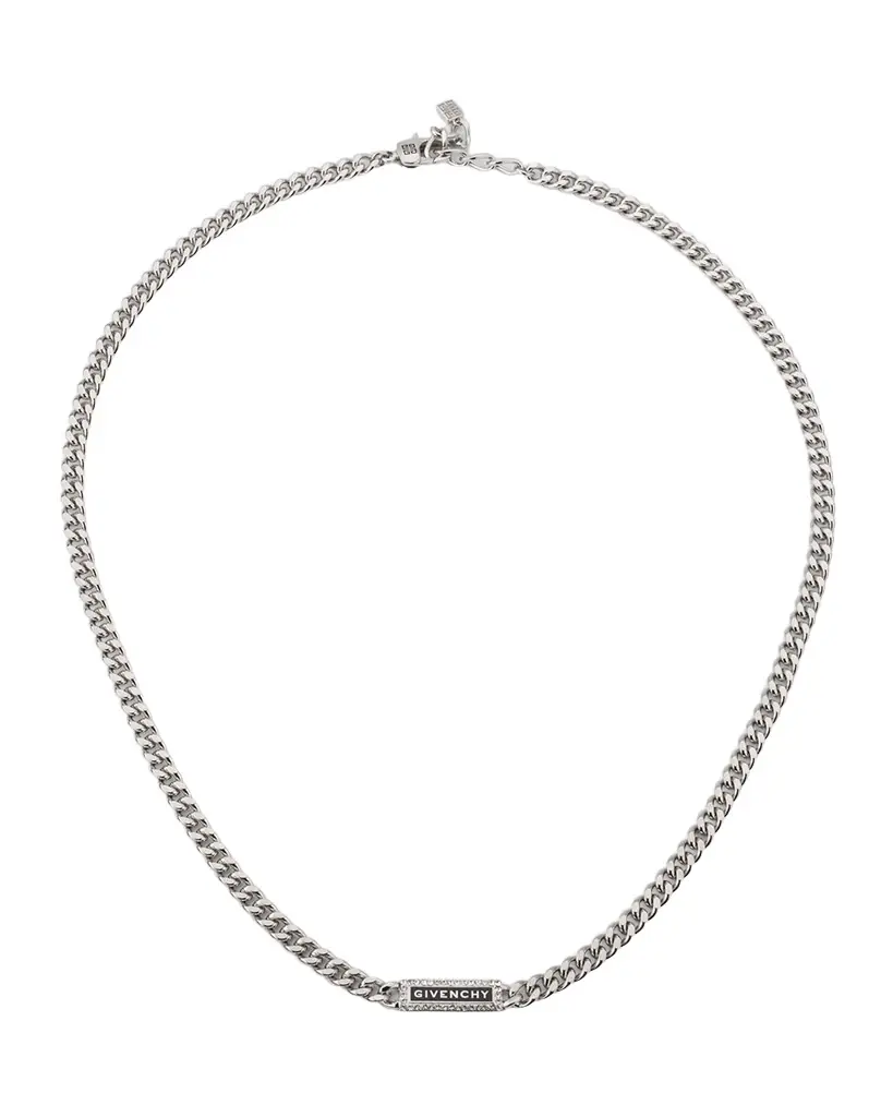 Men's ID Logo and Crystals Necklace