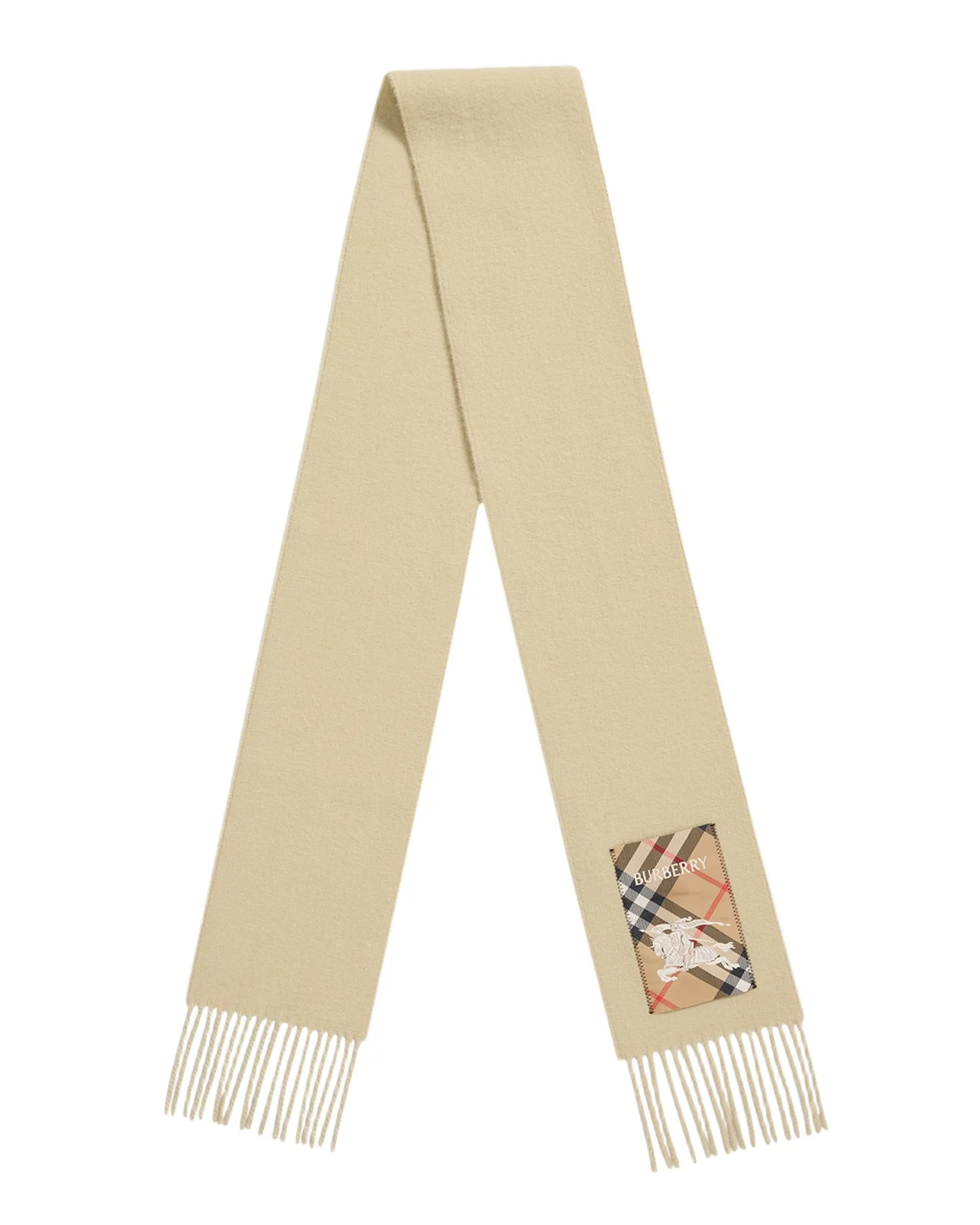 Burberry Cashmere Scarf W/ Logo Patch