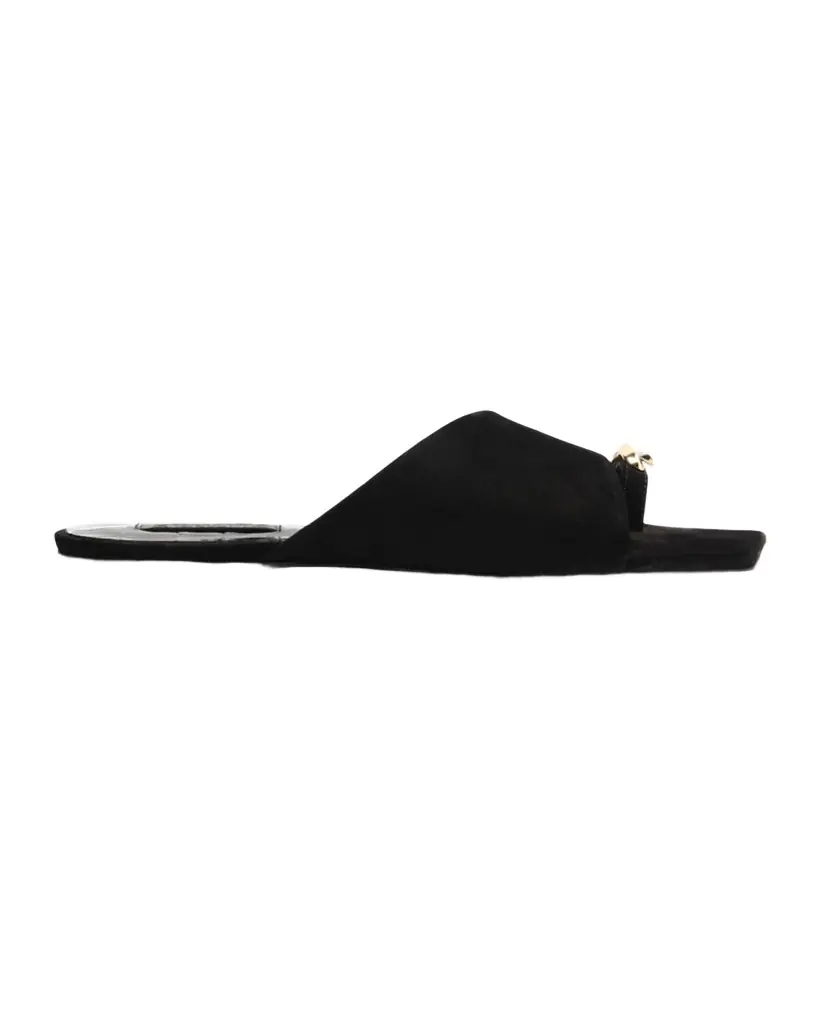 Schutz Jodies Golden Toe-Post Suede Flat Sandals | Image 1 Schutz Jodies Golden Toe-Post Suede Flat Sandals | Image 1