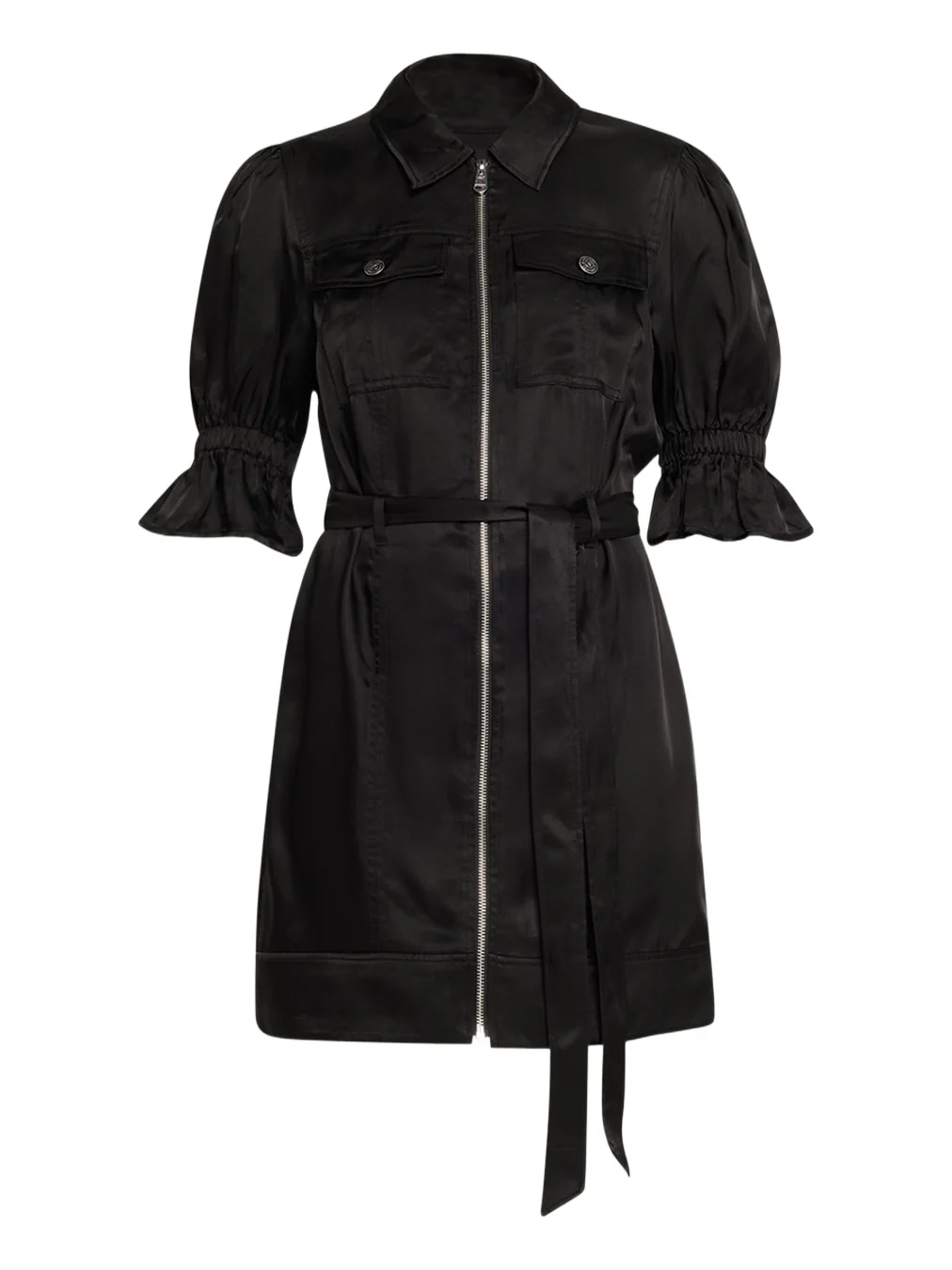 Holly Puff-Sleeve Zip-Front Mini Dress Holly Puff-Sleeve Zip-Front Mini Dress
