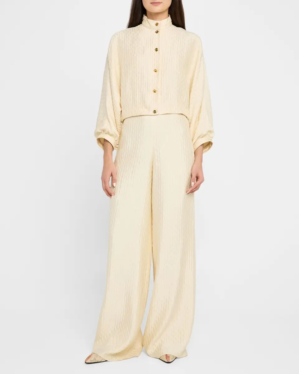 Loro Piana Dresden Diamond Cloquet Wide-Leg Trousers | Thumbnail 2 Loro Piana Dresden Diamond Cloquet Wide-Leg Trousers | Thumbnail 2