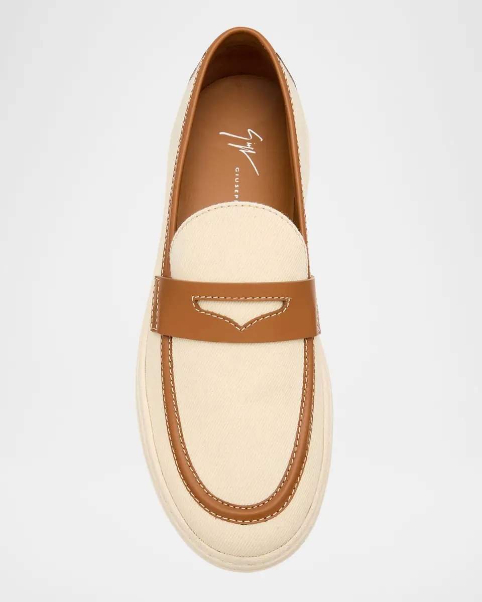 Giuseppe Zanotti Men's Karmy Canvas and Leather Penny Loafers | Thumbnail 3 Giuseppe Zanotti Men's Karmy Canvas and Leather Penny Loafers | Thumbnail 3