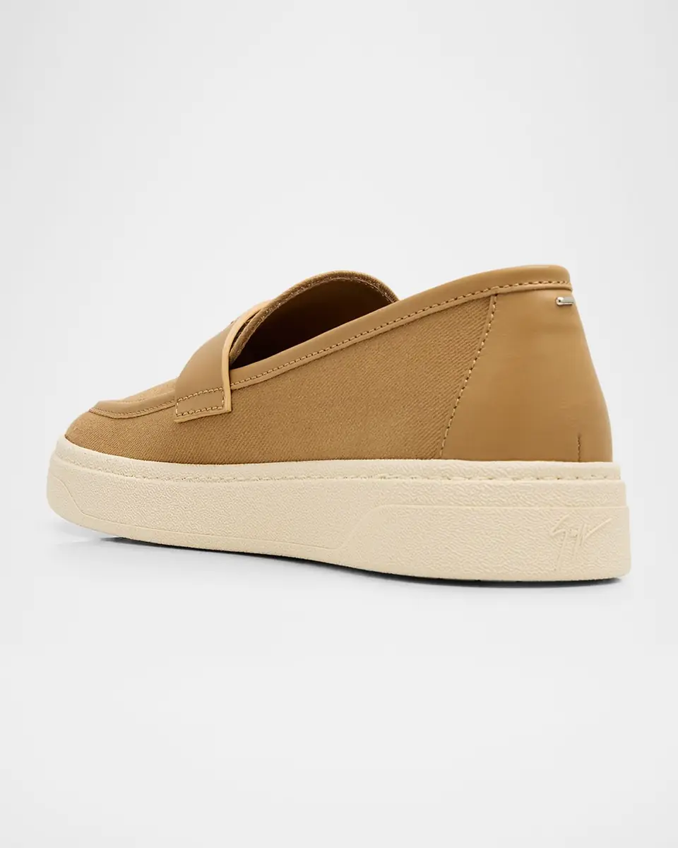 Giuseppe Zanotti Men's Karmy Canvas and Leather Penny Loafers | Thumbnail 4 Giuseppe Zanotti Men's Karmy Canvas and Leather Penny Loafers | Thumbnail 4