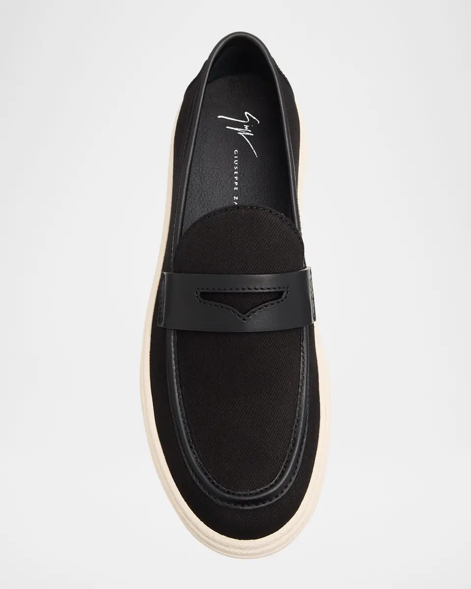 Giuseppe Zanotti Men's Karmy Canvas and Leather Penny Loafers | Thumbnail 9 Giuseppe Zanotti Men's Karmy Canvas and Leather Penny Loafers | Thumbnail 9