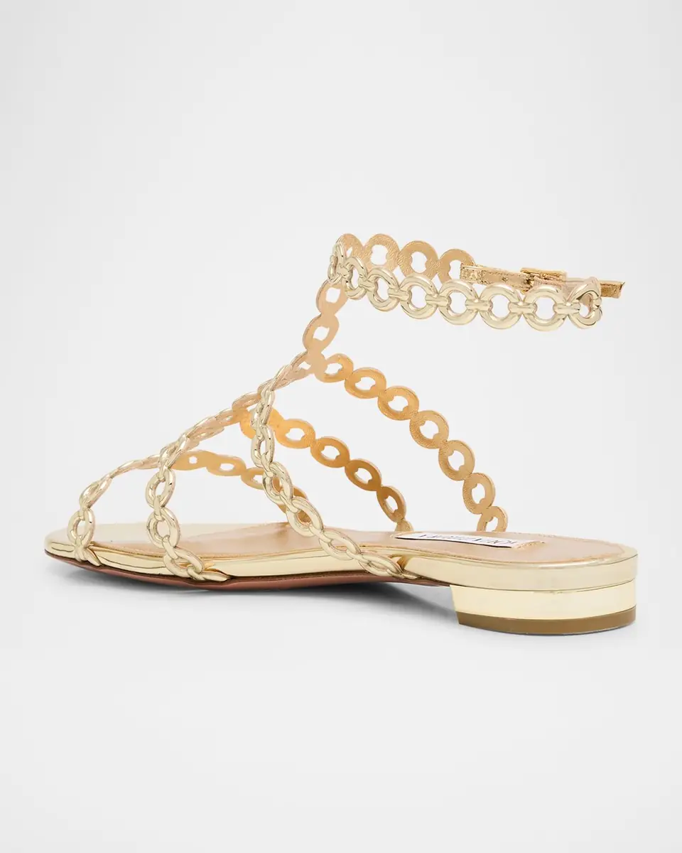 Aquazzura Infinity Metallic Chain T-Strap Sandals | Thumbnail 2