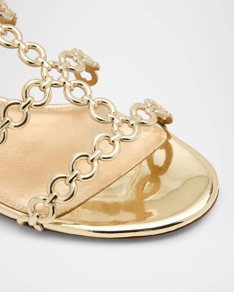 Aquazzura Infinity Metallic Chain T-Strap Sandals | Thumbnail 3