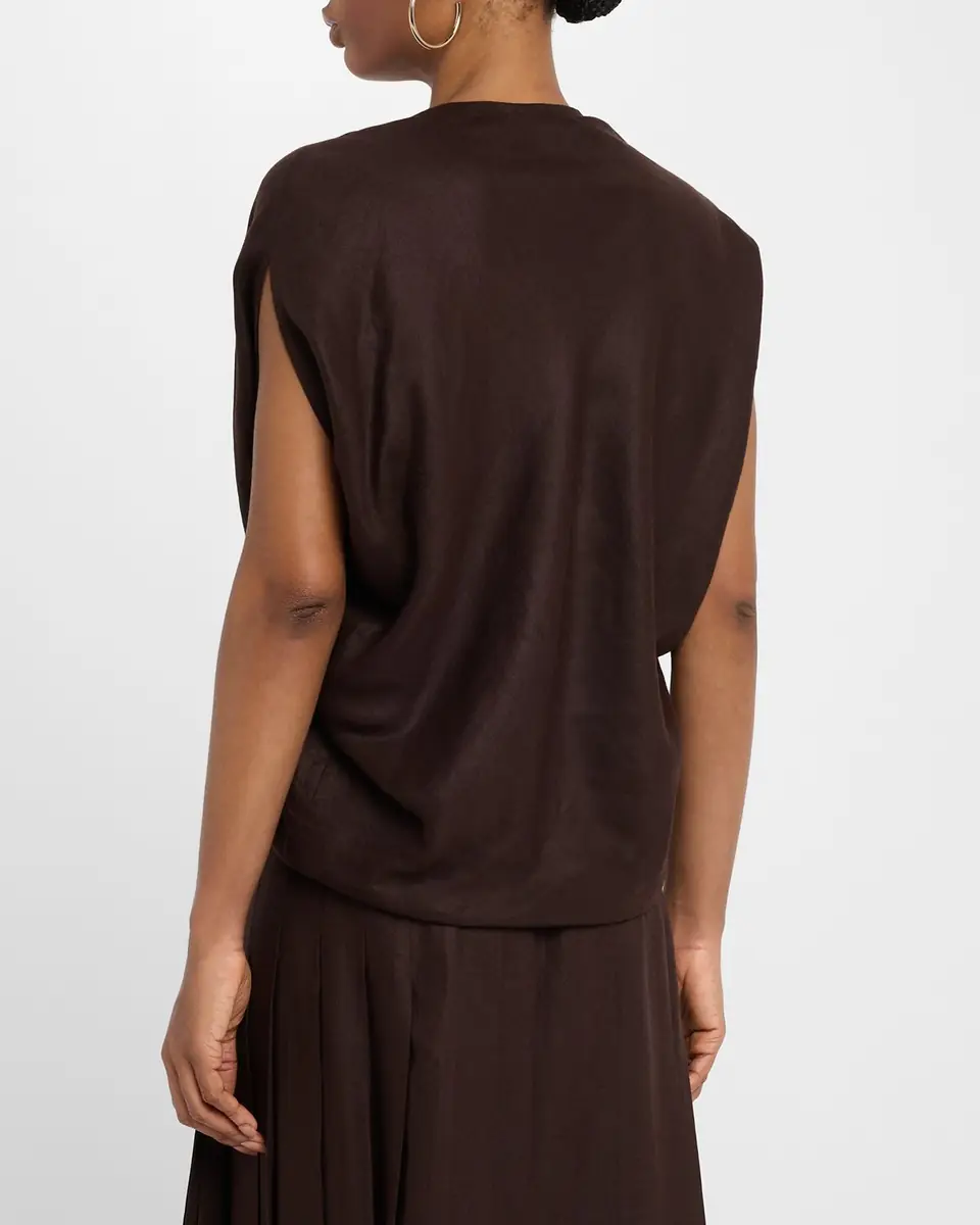 Loro Piana Gaia Cap-Sleeve New Summer Twill Shirt | Thumbnail 3 Loro Piana Gaia Cap-Sleeve New Summer Twill Shirt | Thumbnail 3