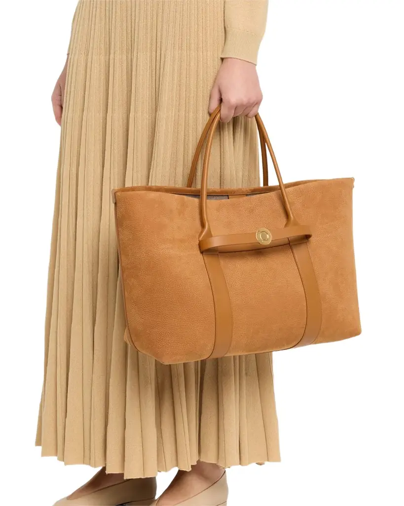 Ghiera Large Grained Nubuck Leather Shopper Tote Bag Ghiera Large Grained Nubuck Leather Shopper Tote Bag