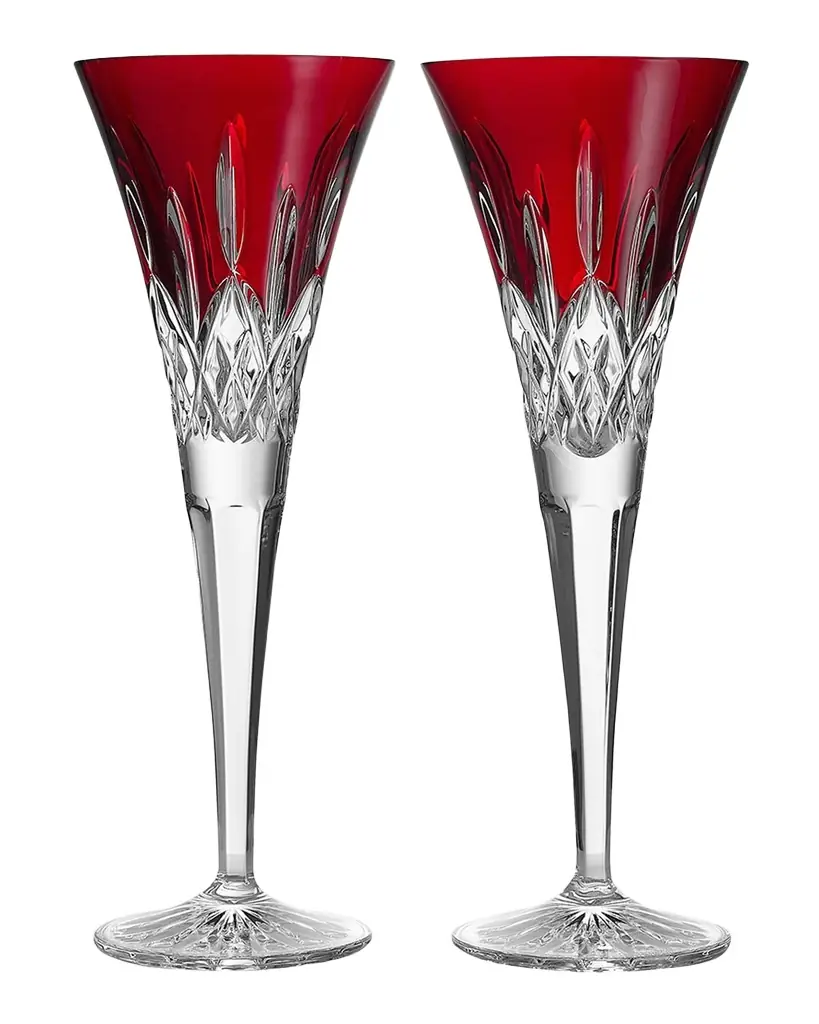 Waterford Crystal Lismore Red 5.5 oz. Toasting Flutes, Set of 2