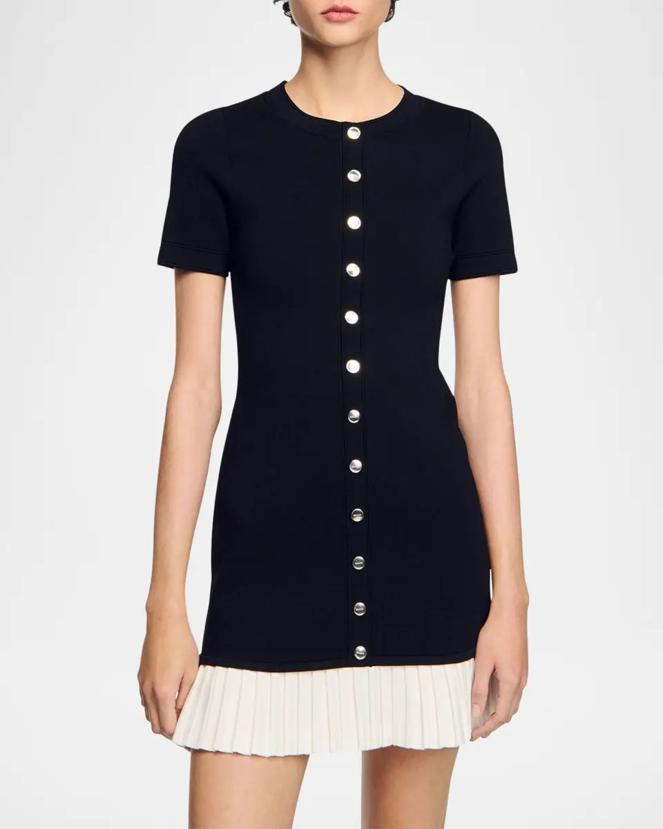 Sandro Paradis Pleated-Hem Mini Dress | Thumbnail 5 Sandro Paradis Pleated-Hem Mini Dress | Thumbnail 5